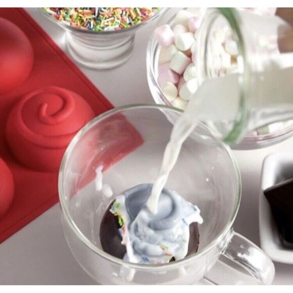 NEW Hot Chocolate Cocoa Bomb Maker Red Silicone Molds‎ - Picture 3 of 12